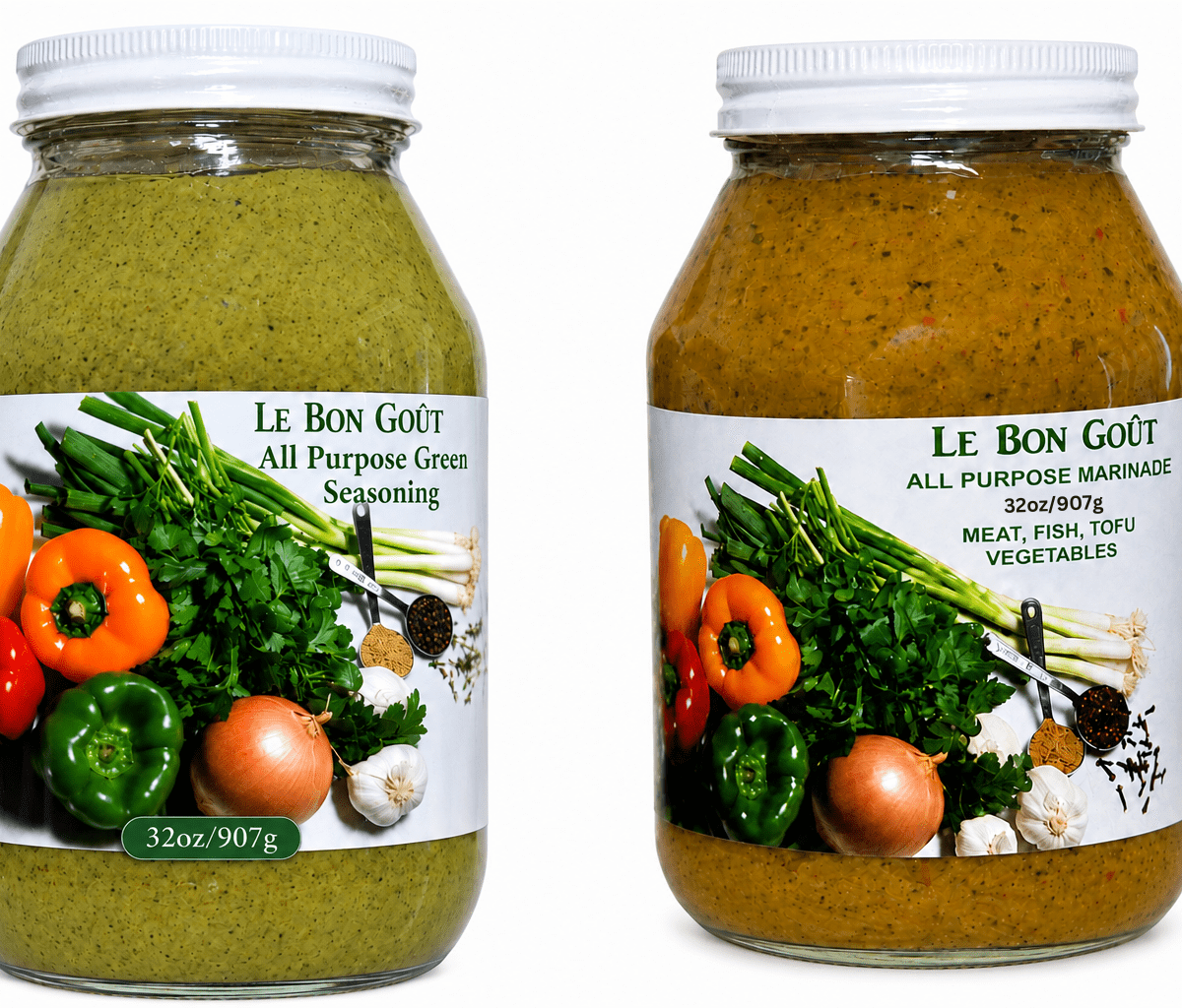 Le Bon Goût Haitian Cooking Bundle | All-Purpose Marinade & Green Seasoning | Low-Sodium, Gluten-Free