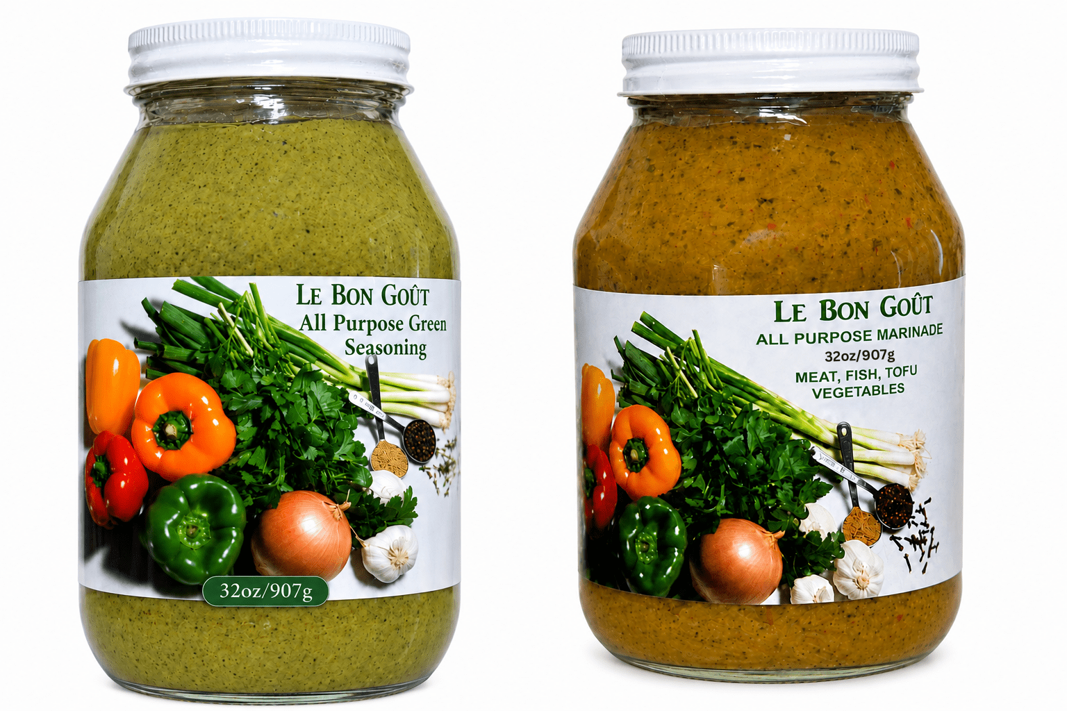 Le Bon Goût Haitian Cooking Bundle | All-Purpose Marinade & Green Seasoning | Low-Sodium, Gluten-Free