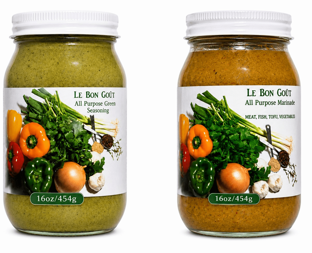 Le Bon Goût Haitian Cooking Bundle | All-Purpose Marinade & Green Seasoning | Low-Sodium, Gluten-Free