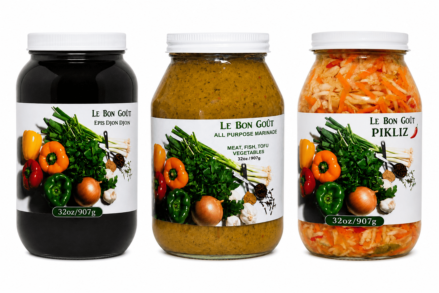 Le Bon Goût Épis Djon Djon, Marinade & Pikliz Bundle