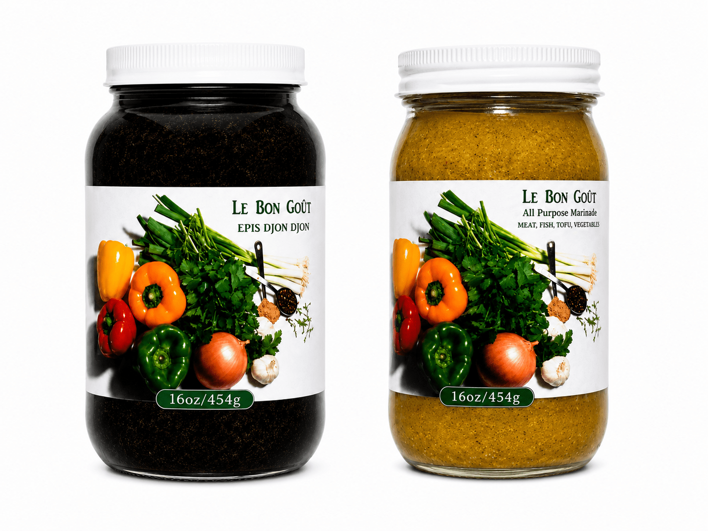 Le Bon Goût Haitian Cooking Bundle | All-Purpose Marinade & Épis Djon Djon Cooking Base | Low-Sodium, Gluten-Free