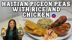 HAITIAN RICE AND PIGEON PEAS RECIPE | HAITIAN FRIED CHICKEN, AND PIKLIZ| DIRI PWA CONGO AK POUL FRI