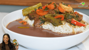 Haitian Red Bean Sauce,Lamb Stew & Jasmine Rice 