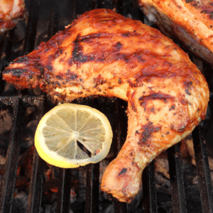  Grilled Whisky Peach Chicken Quarters